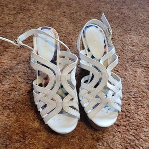 White Wedge Heels Size 7